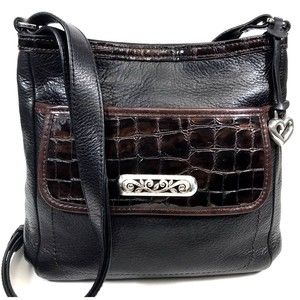 COPY - Large Brighton Crossbody Organizer Flap Wallet Bag Black Leather Brown M…